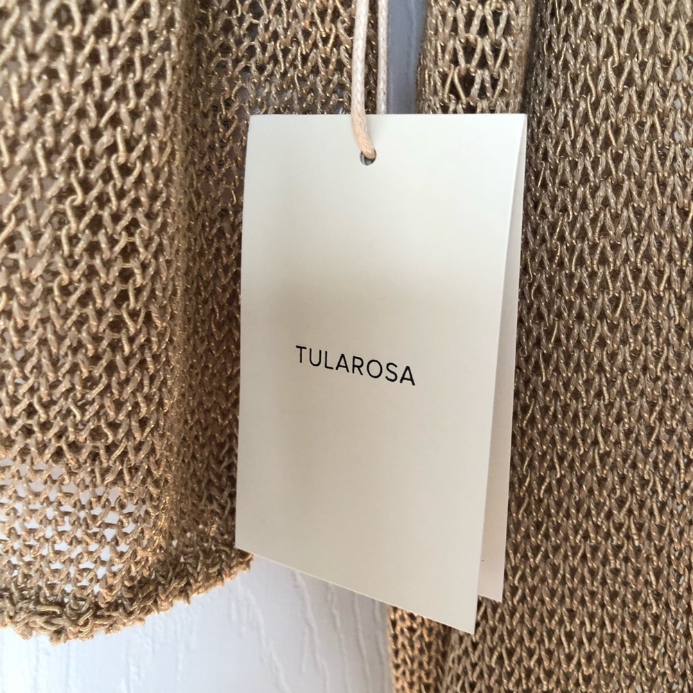 Tularosa Beachwood Sweater Mesh Open Knit Pom Pom Bauble Sweater - Picture 5 of 12